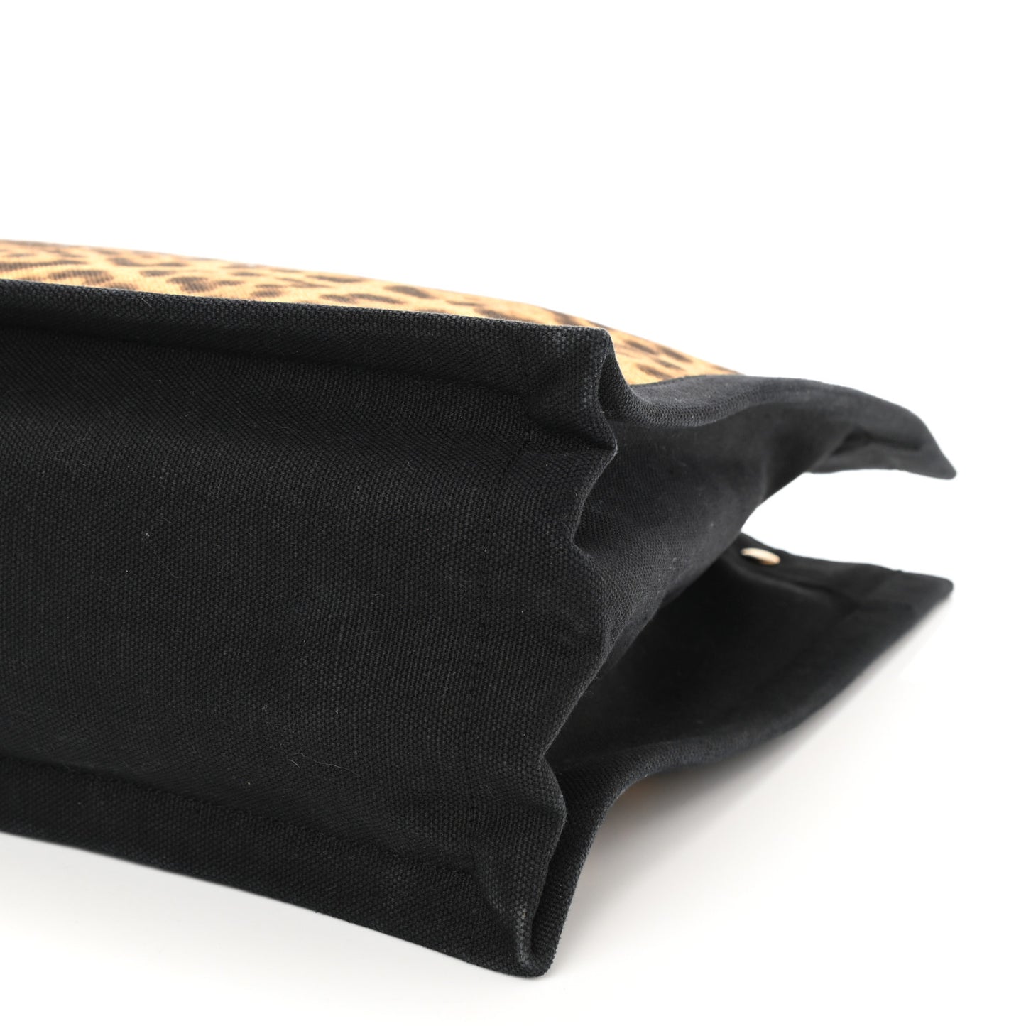 Canvas Calfskin Leopard Print Rive Gauche Noe Tote Natural Black