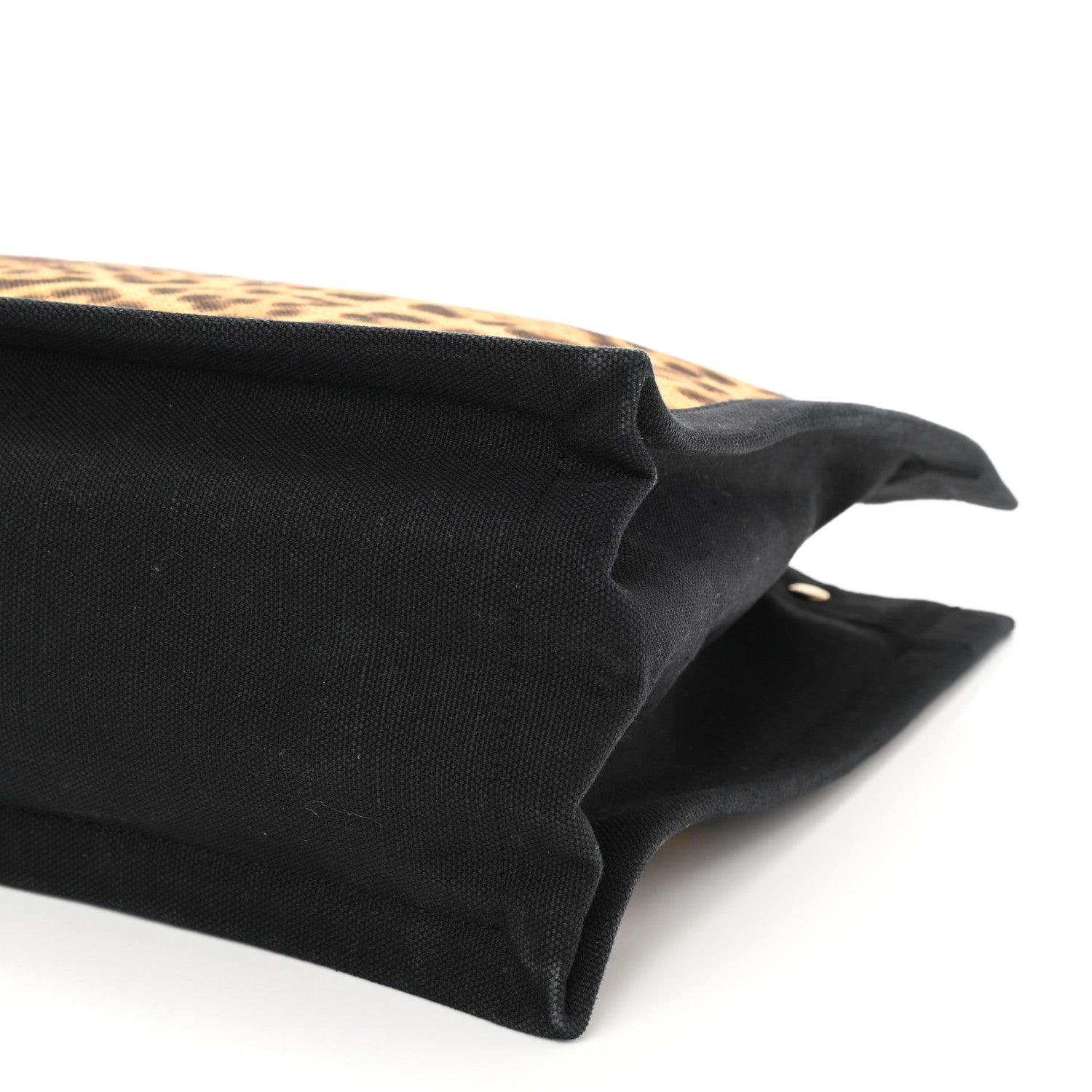 Saint Laurent Canvas Calfskin Leopard Print Rive Gauche Noe Tote Natural Black 8 of 9