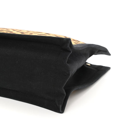 Saint Laurent Canvas Calfskin Leopard Print Rive Gauche Noe Tote Natural Black 8 of 9
