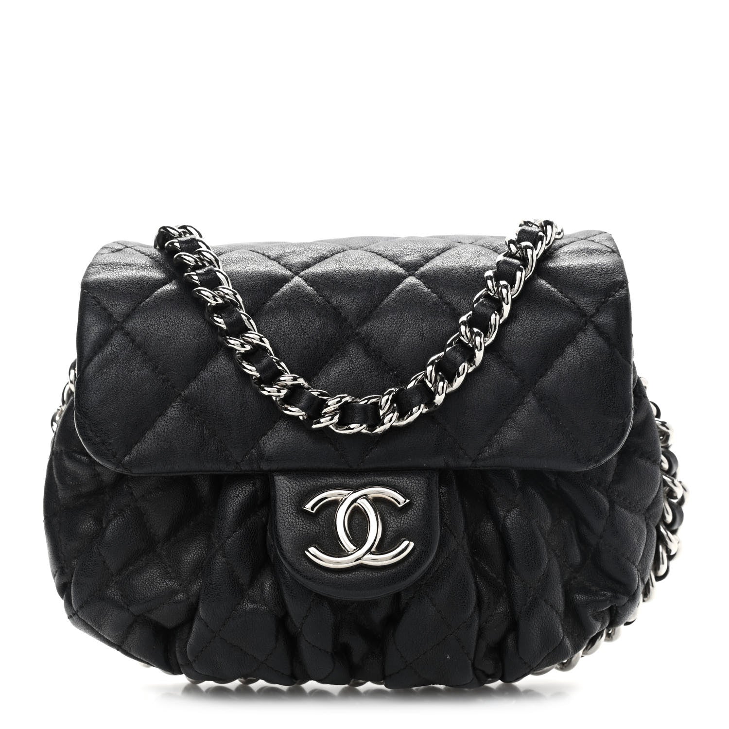 Chanel Washed Lambskin Quilted Mini Chain Around Flap Black 1 of 10
