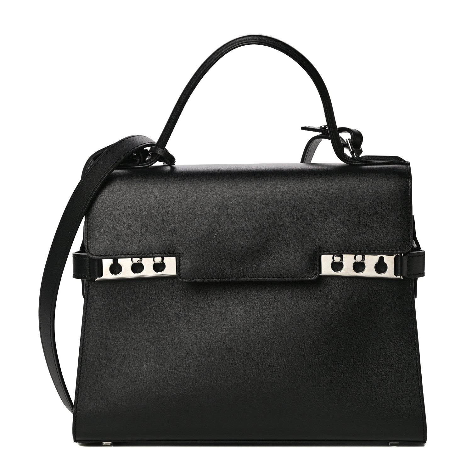 Delvaux Calfskin MM Tempete Satchel Black 1 of 14