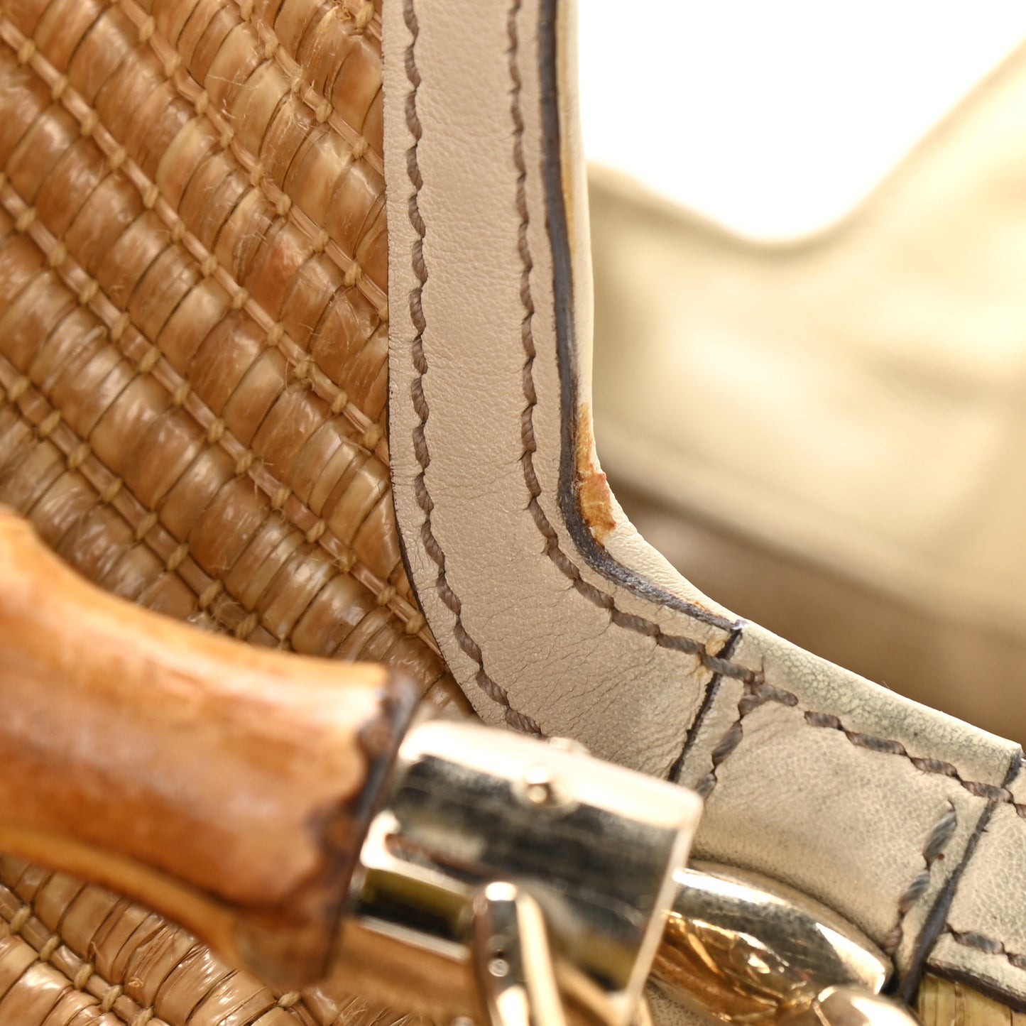 Straw Peggy Bamboo Handle Hobo