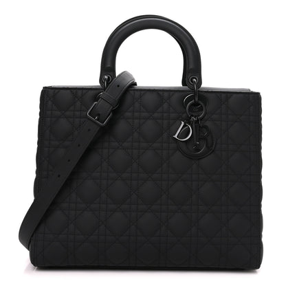 Christian Dior Ultra Matte Calfskin Cannage Large Lady Dior Black 1 of 9