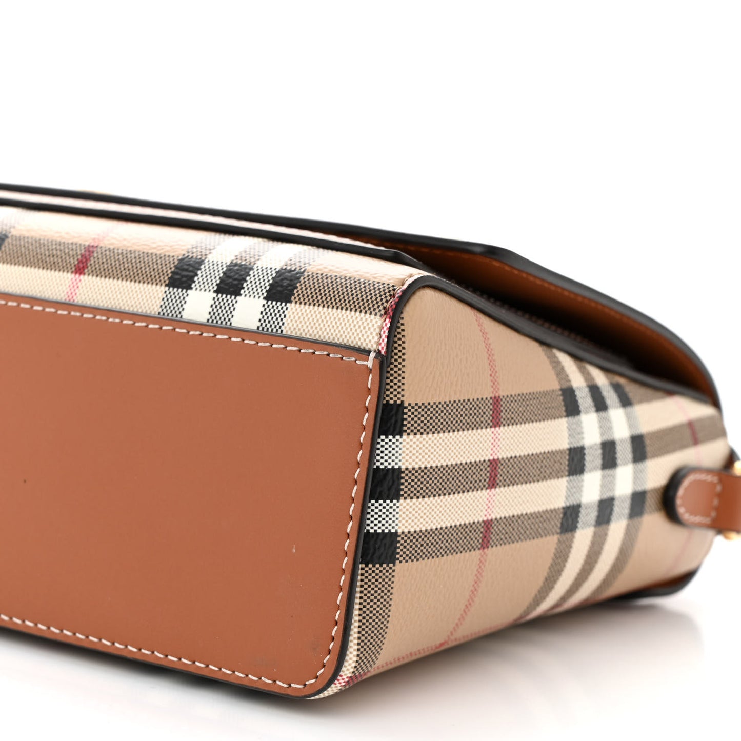 Coated Canvas Calfskin Vintage Check Medium Note Crossbody Bag Briar Brown