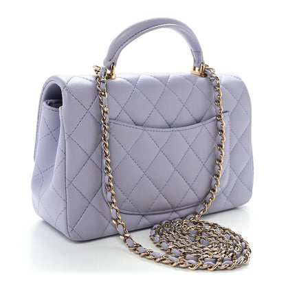 Chanel Lambskin Quilted Mini Top Handle Rectangular Flap Light Purple 3 of 10