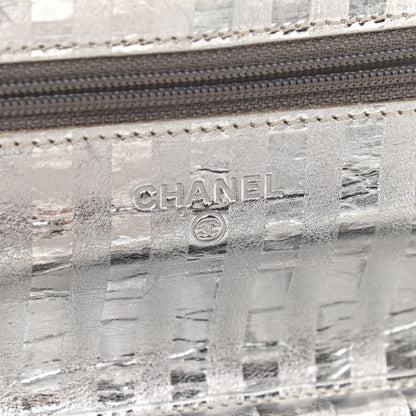 Chanel Metallic Striped Calfskin Reissue Wallet On Chain WOC Silver 6 of 19