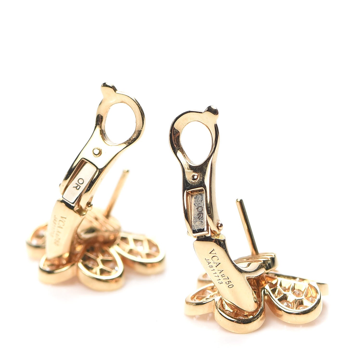 Van Cleef & Arpels 18K Yellow Gold Diamond Small Frivole Pave Earrings 3 of 6