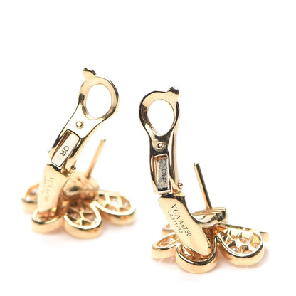 Van Cleef & Arpels 18K Yellow Gold Diamond Small Frivole Pave Earrings 3 of 6