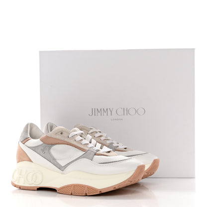 Jimmy Choo Nappa Mesh Suede Women Landon Low Top Sneakers 39.5 White Powder Pink Grey 17 of 17