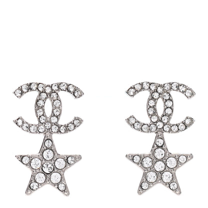 Chanel Crystal CC Starfall Drop Earrings Silver 1 of 4