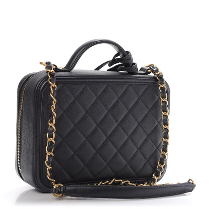 Chanel Caviar Quilted Medium CC Filigree Vanity Case Black 3 of 10