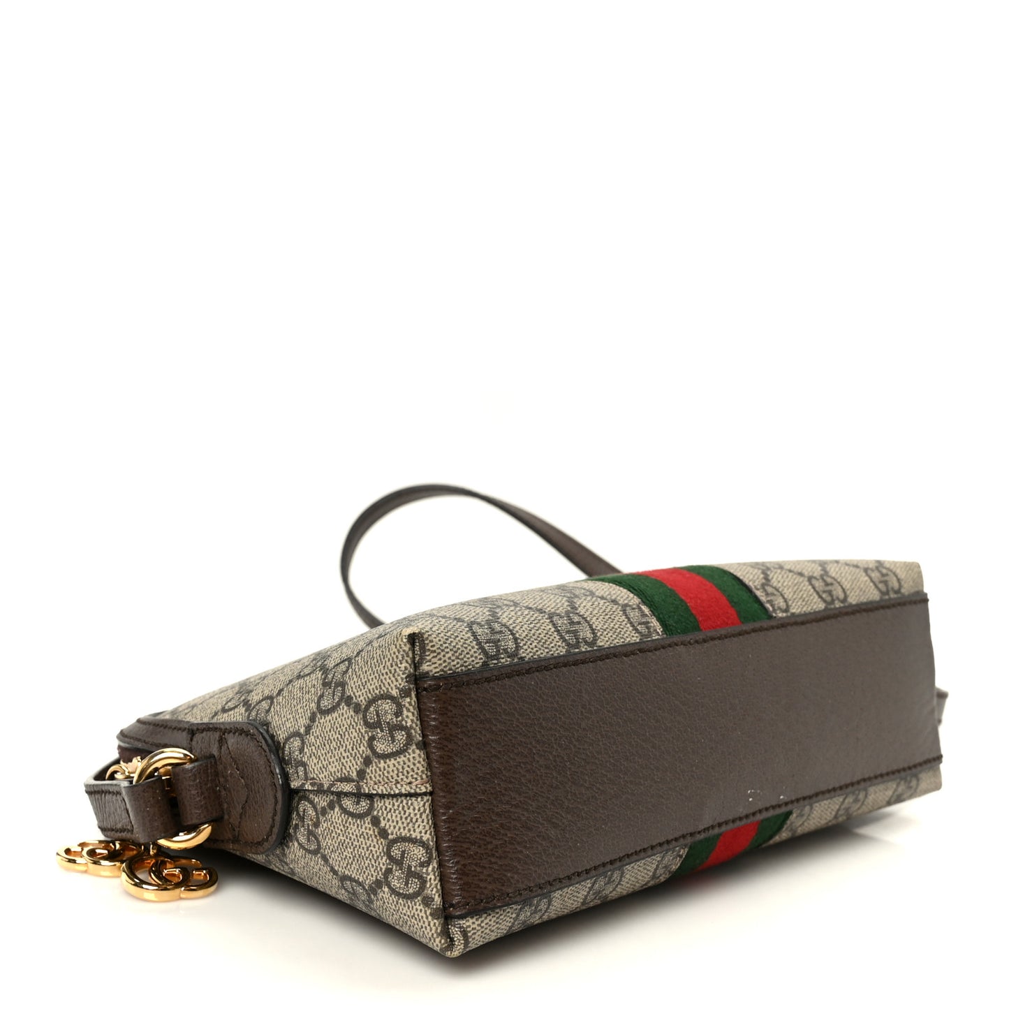 GG Supreme Monogram Textured Dollar Calfskin Web Small Ophidia Dome Shoulder Bag Beige Ebony New Acero