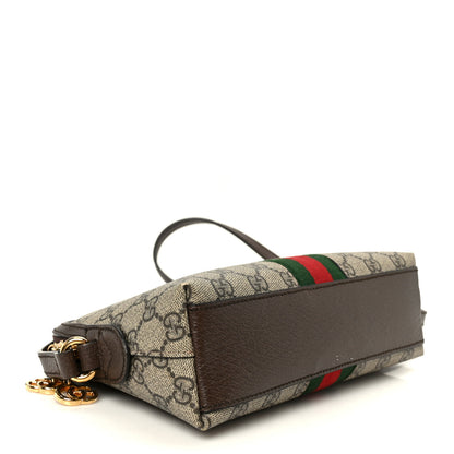 Gucci GG Supreme Monogram Textured Dollar Calfskin Web Small Ophidia Dome Shoulder Bag Beige Ebony New Acero 4 of 11