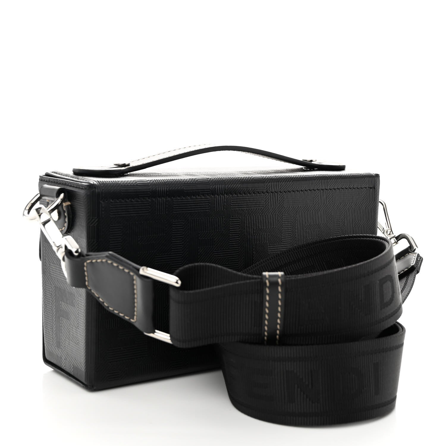 Fendi Vitello King FF Lines Embossed Baguette Soft Trunk Black 3 of 9
