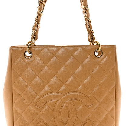 Chanel Caviar Quilted Petit Shopping Tote PST Dark Beige 5 of 10
