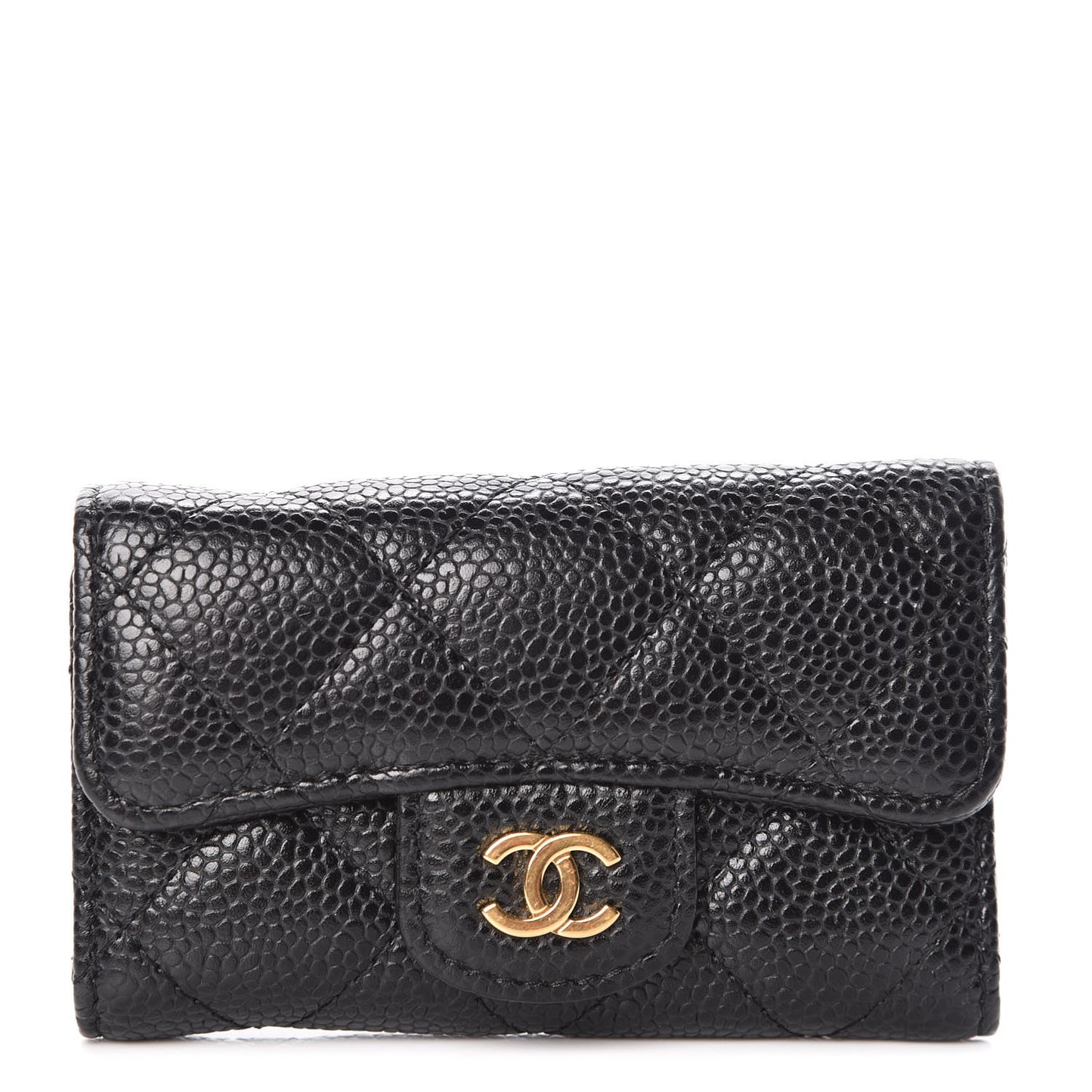 Caviar Quilted 6 Key Holder Black