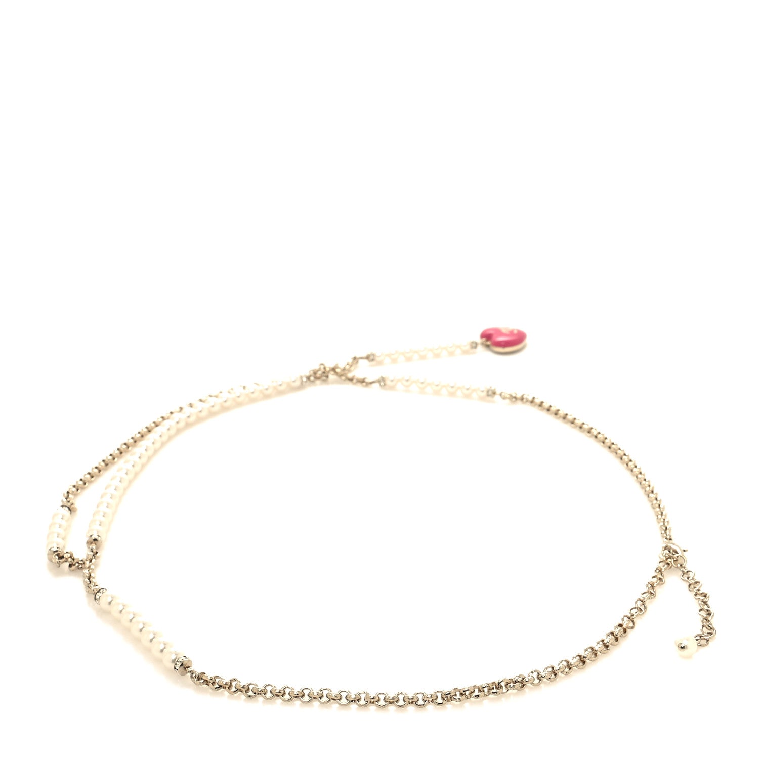 Chanel Pearl Crystal CC Belt 85 Gold Pearly White Pink 2 of 5