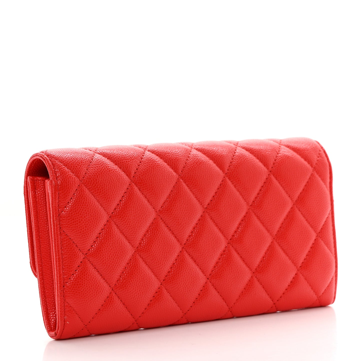 Caviar Quilted Large Gusset Flap Wallet Red