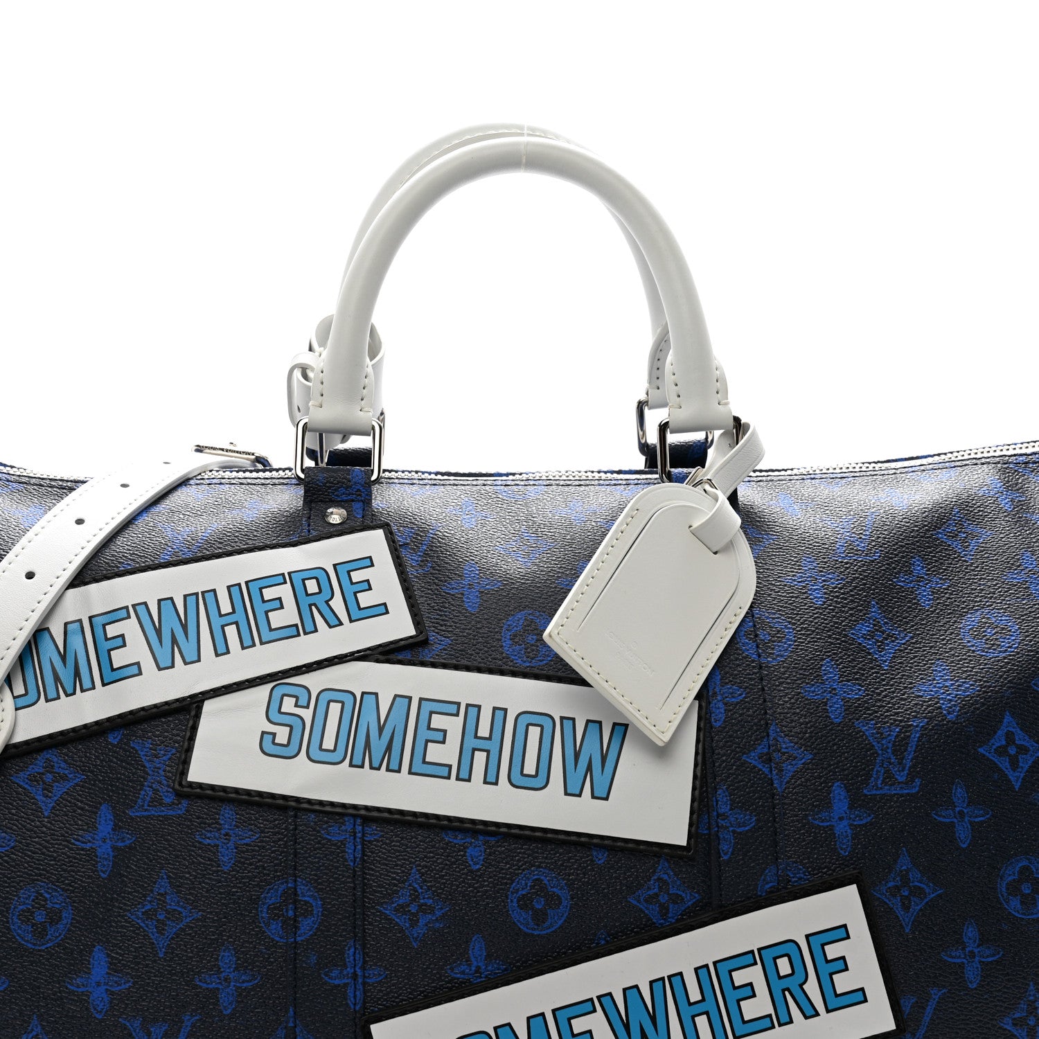 Louis Vuitton Vintage Monogram Somewhere Somehow Everyday LV Keepall Bandouliere 50 Blue 6 of 10