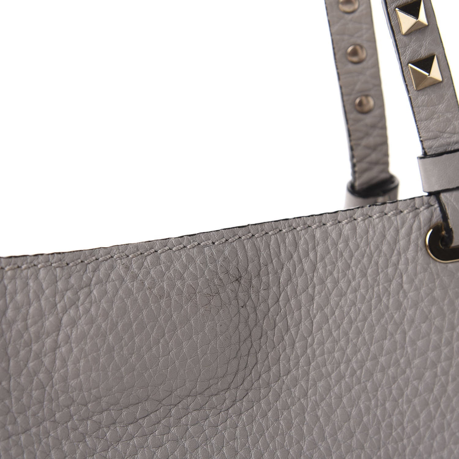 Valentino Garavani Pebbled Calfskin Medium Rockstud Tote Pastel Grey 11 of 11