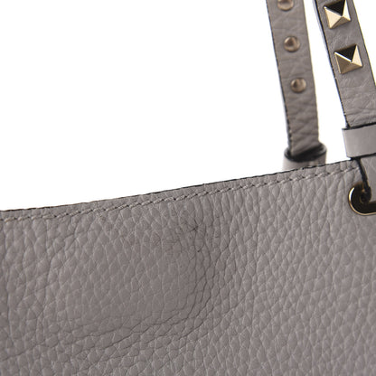 Valentino Garavani Pebbled Calfskin Medium Rockstud Tote Pastel Grey 11 of 11