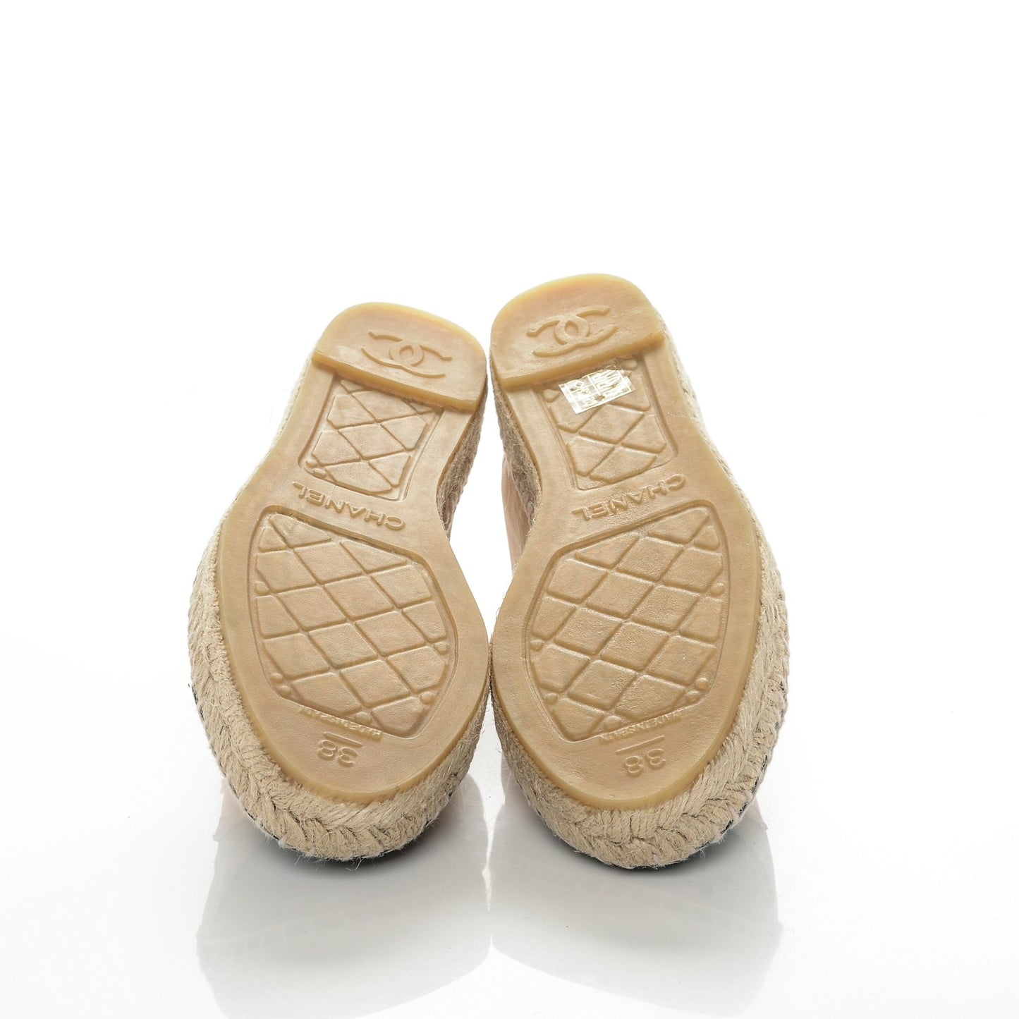 Lambskin CC Espadrilles 38 Beige Black