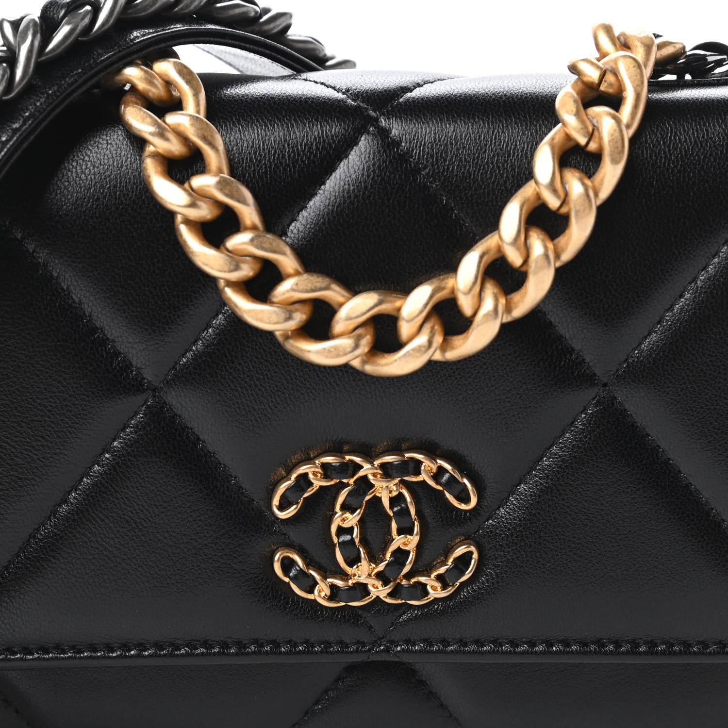 Chanel Lambskin Quilted Chanel 19 Wallet On Chain WOC Black 11 of 12