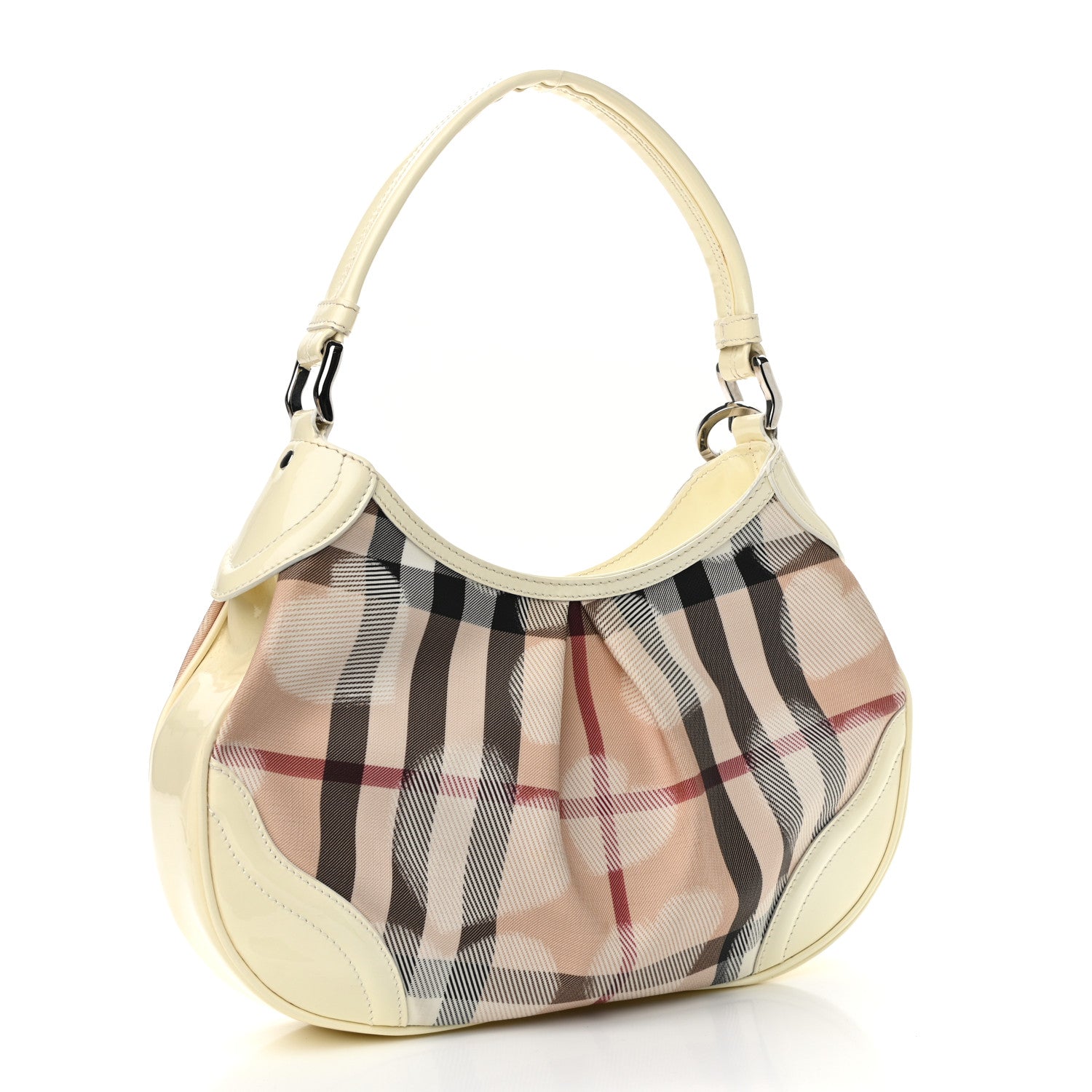 Burberry Patent Supernova Check Hearts Hobo White 3 of 14