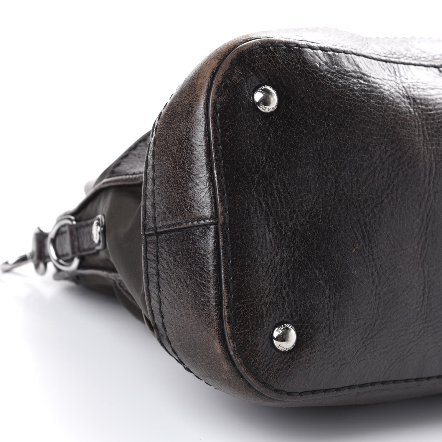 Prada Tessuto Nylon Vitello Shine Dome Satchel Ebano 7 of 10