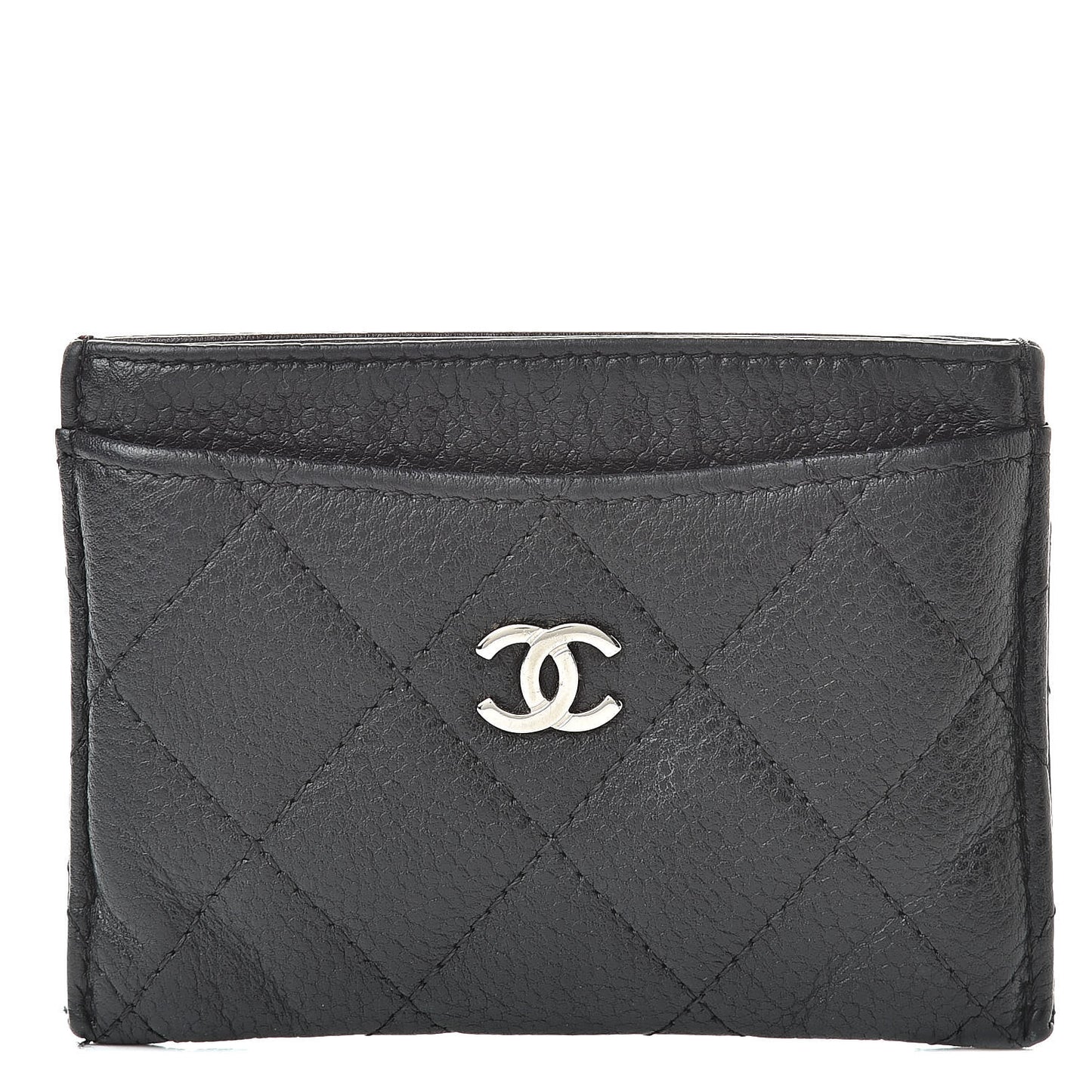 Caviar Quilted Card Holder Black