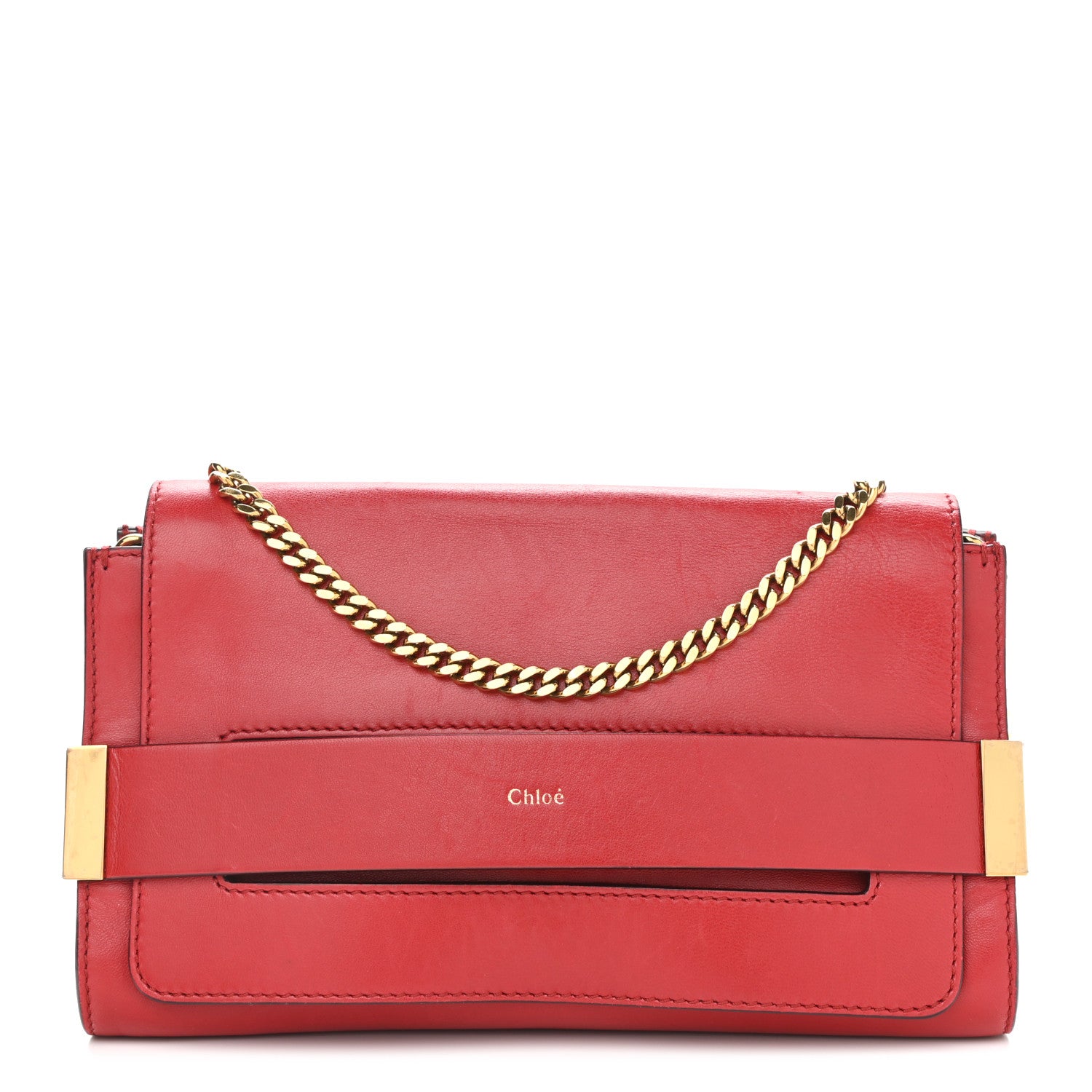 Chloe Lambskin Medium Elle Chain Clutch Red 1 of 15