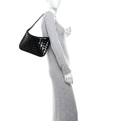 Bottega Veneta Patent Intrecciato Shoulder Bag Black 2 of 12