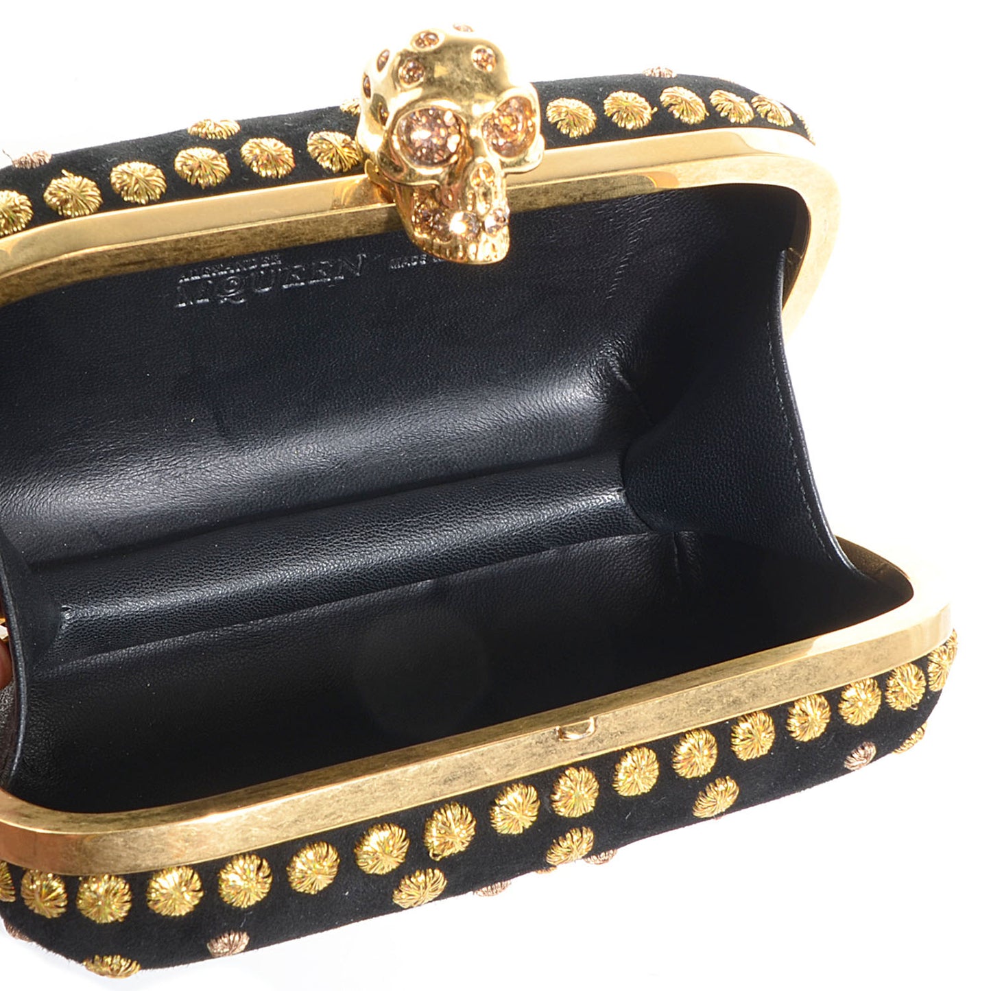 Glory Embroidery Skull Box Clutch Black