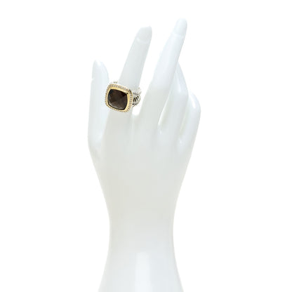 David Yurman Sterling Silver 18K Yellow Gold Diamond Smoky Quartz 14mm Albion Ring 54 7 2 of 5