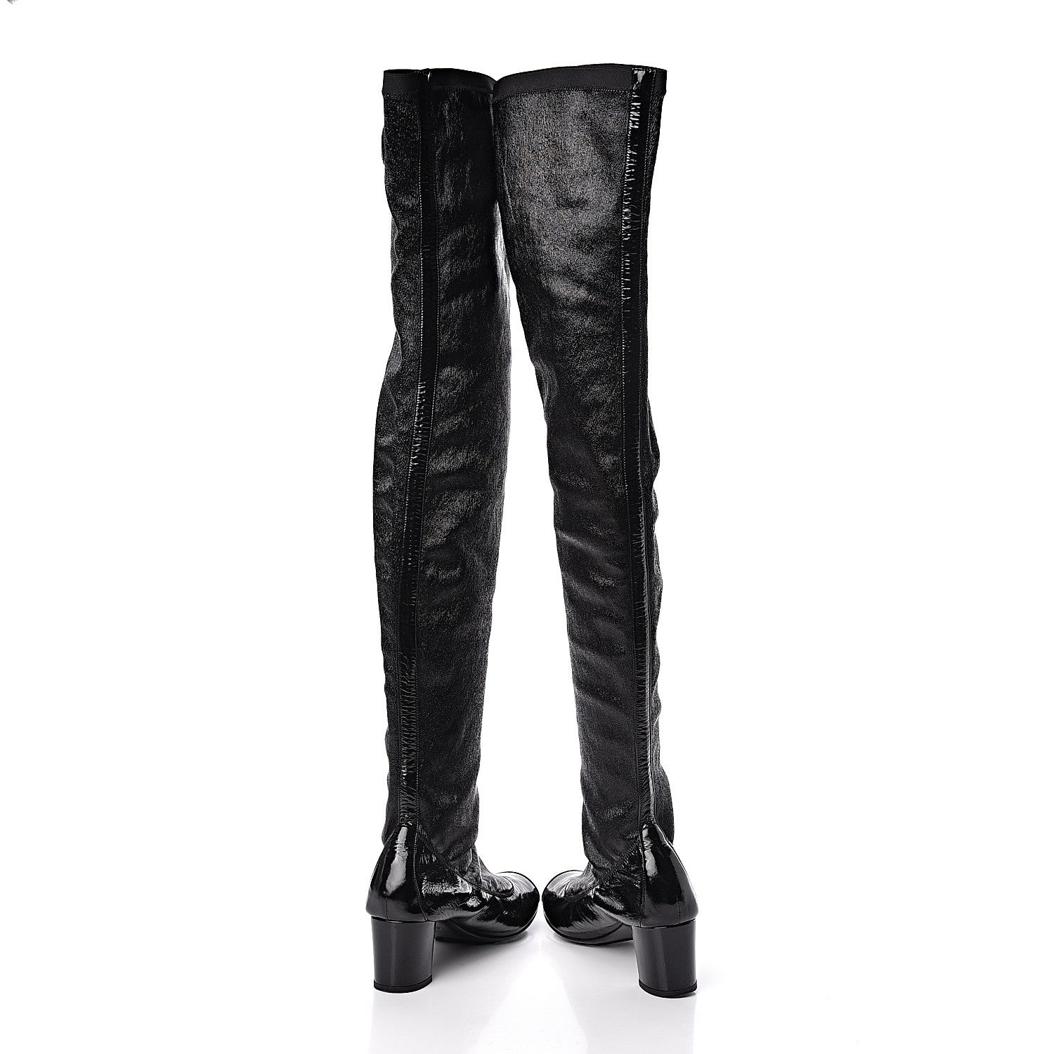 Chanel Patent Over The Knee Boots 38.5 Black 5 of 8