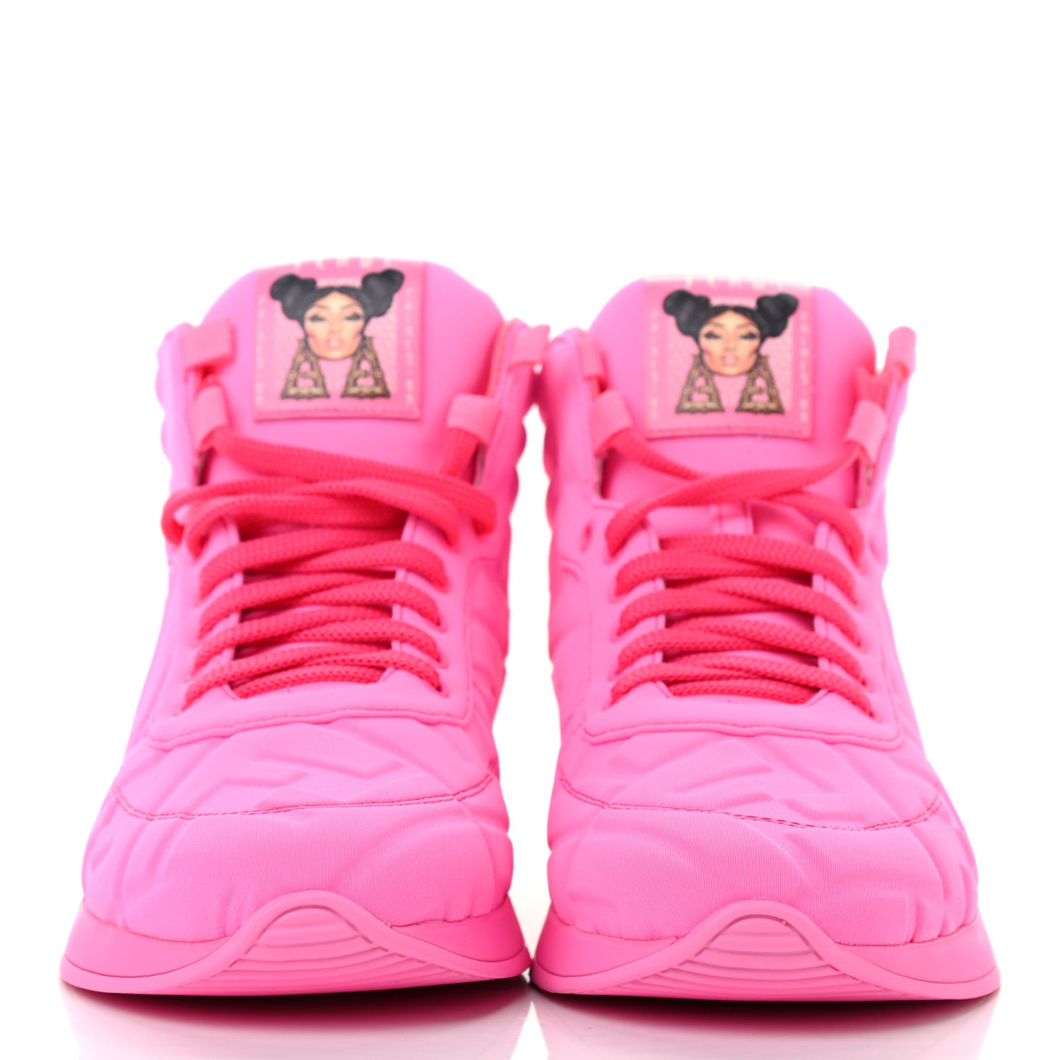 Fendi X NICKI MINAJ Lycra Macro FF Embossed Prints On High Top Sneakers 36 Pink 2 of 8