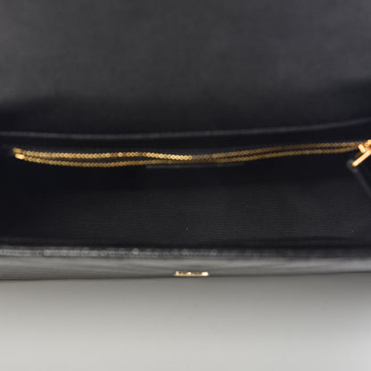 Saint Laurent Grain De Poudre Matelasse Chevron Large Monogram Satchel Black 5 of 10