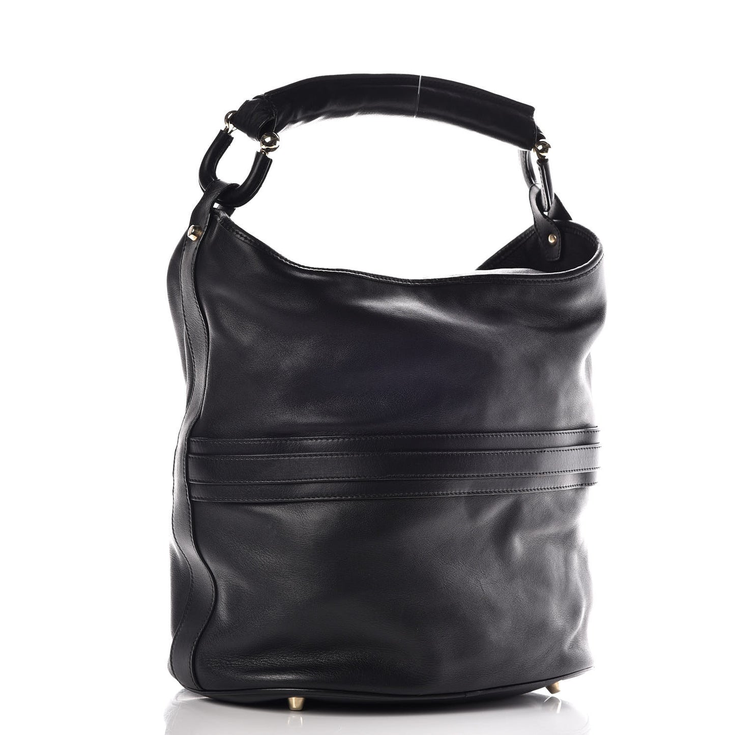 Calfskin Buckle Hobo Black
