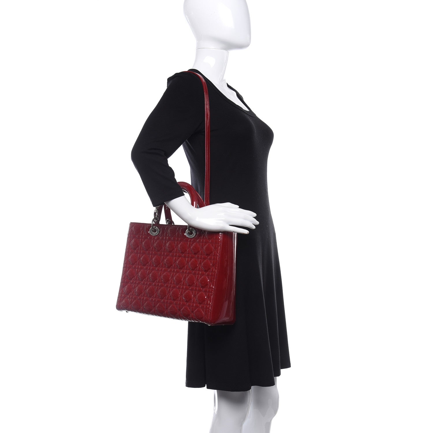Christian Dior Patent Cannage Large Lady Dior Red 2 of 11
