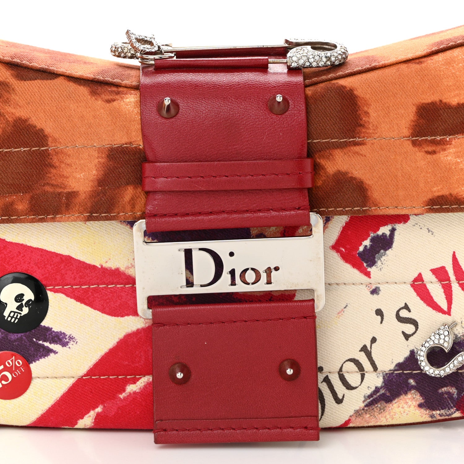 Christian Dior Canvas Calfskin Le Victim Street Chic Columbus Ave Bag Red Multicolor 8 of 10
