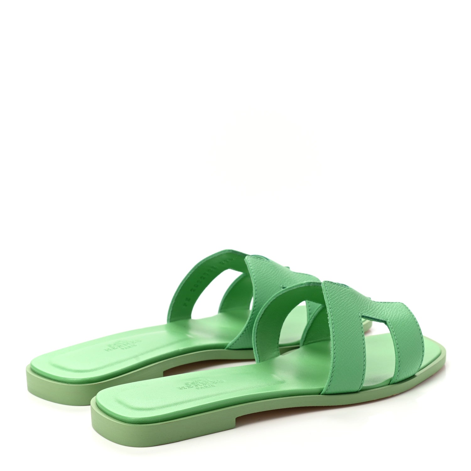 Hermes Epsom Oran Sandals 38.5 Vert Pomme 4 of 9