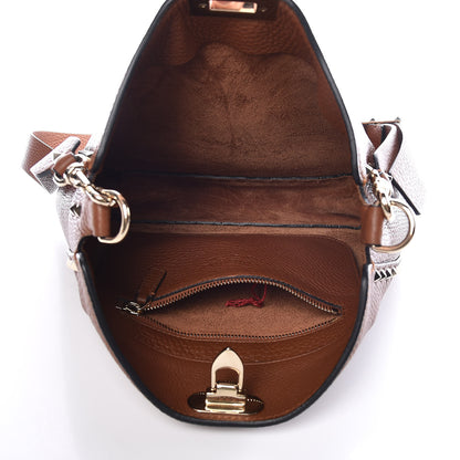 Valentino Garavani Calfskin Small Rockstud Flip-Lock Messenger Bag Tan 7 of 8
