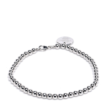 Tiffany Sterling Silver 4mm I Love You Round Tag Bead Bracelet 3 of 5