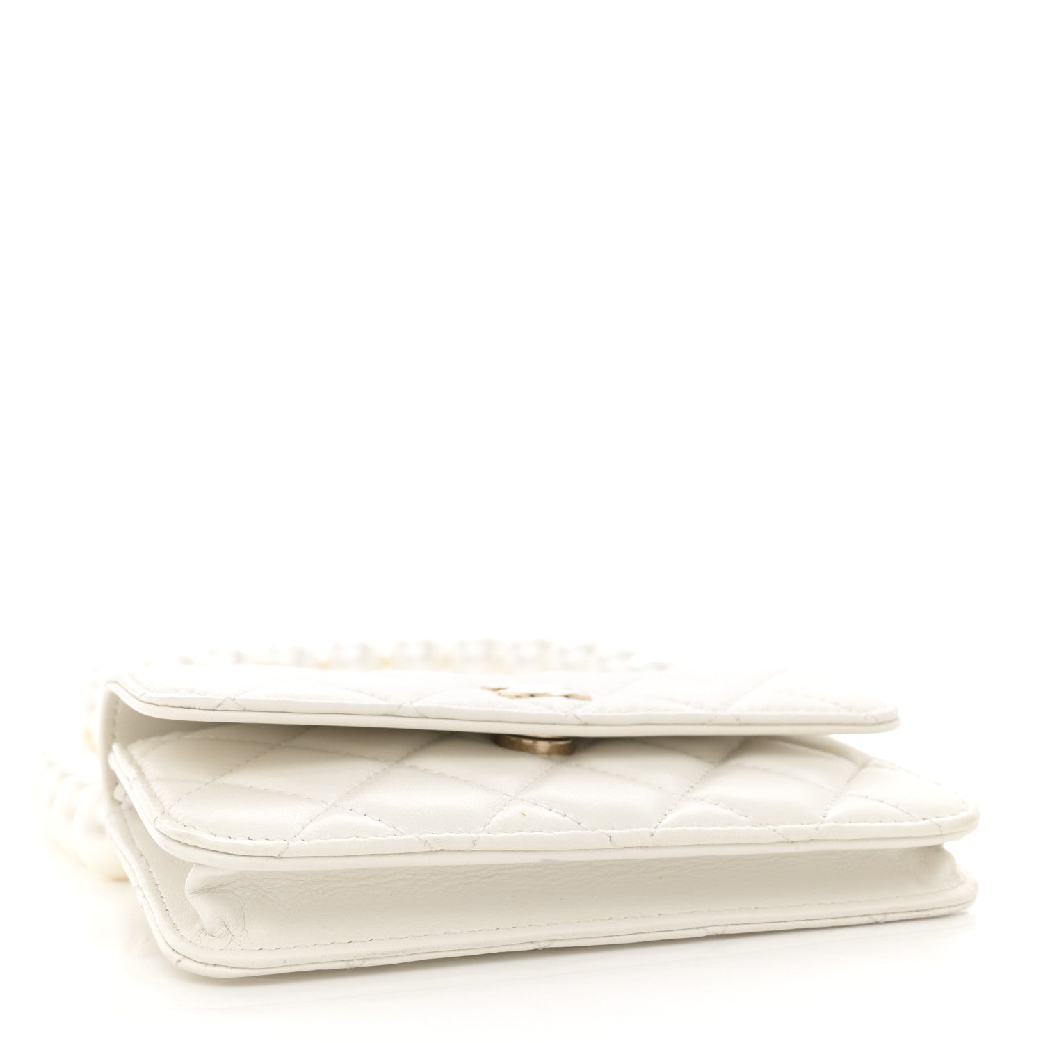 Chanel Calfskin Quilted Maxi Pearls Clutch With Chain White 4 of 14