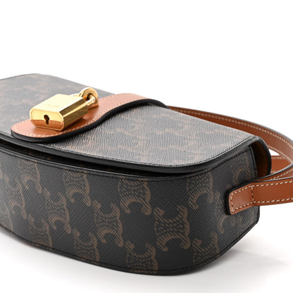 Celine Triomphe Canvas Calfskin Tabou Clutch on Strap Tan 9 of 9