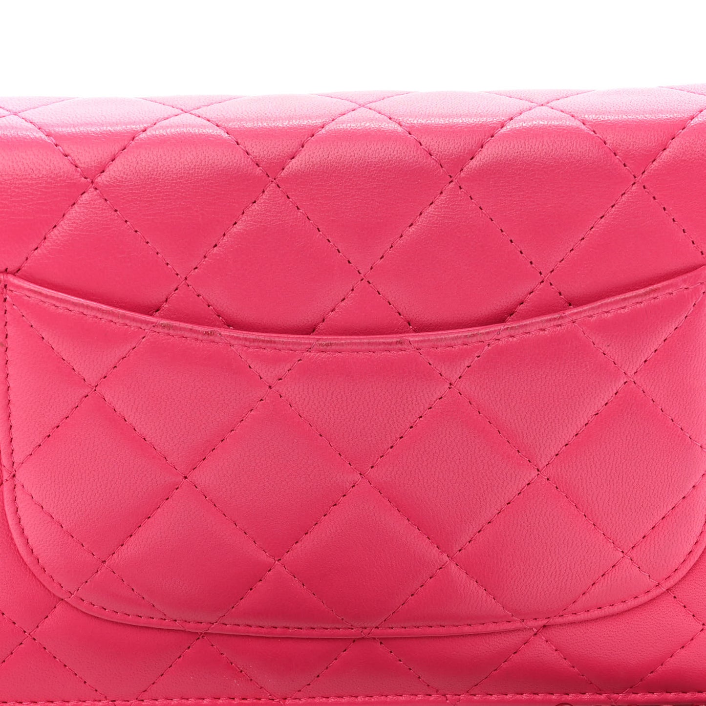 Lambskin Quilted Wallet on Chain WOC Dark Pink