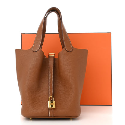 Hermes Taurillon Clemence Picotin Lock 22 MM Gold 11 of 11