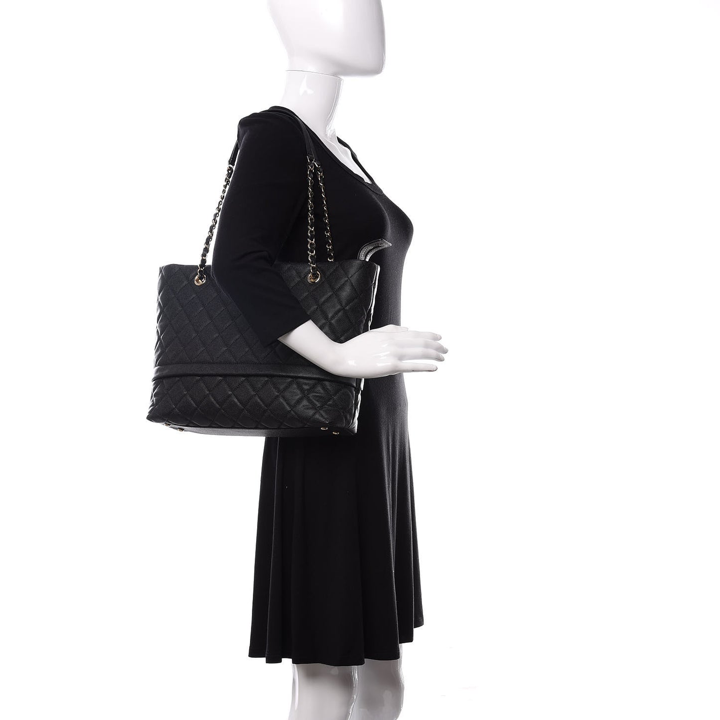 Caviar Quilted Rolled Up Tote Black