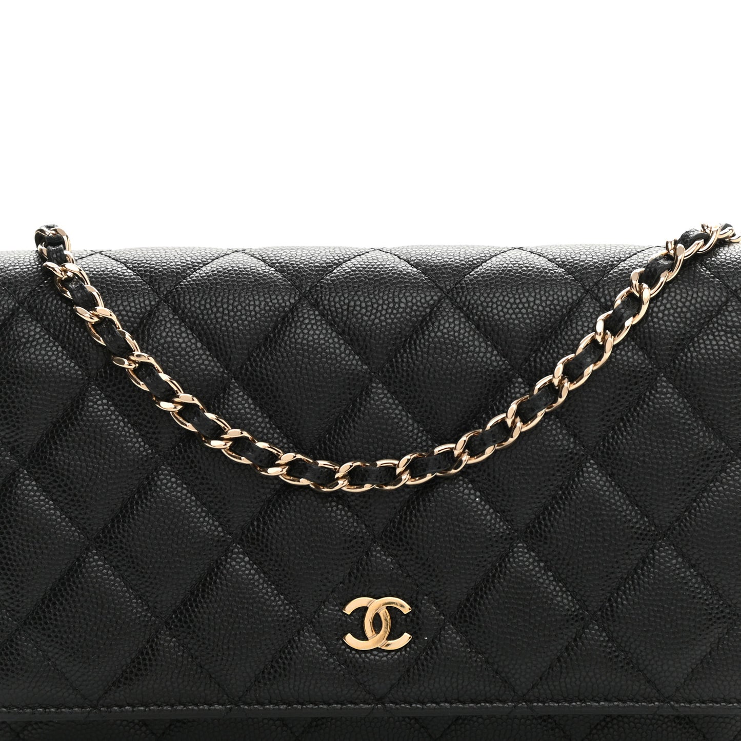 Caviar Quilted Wallet On Chain WOC Black
