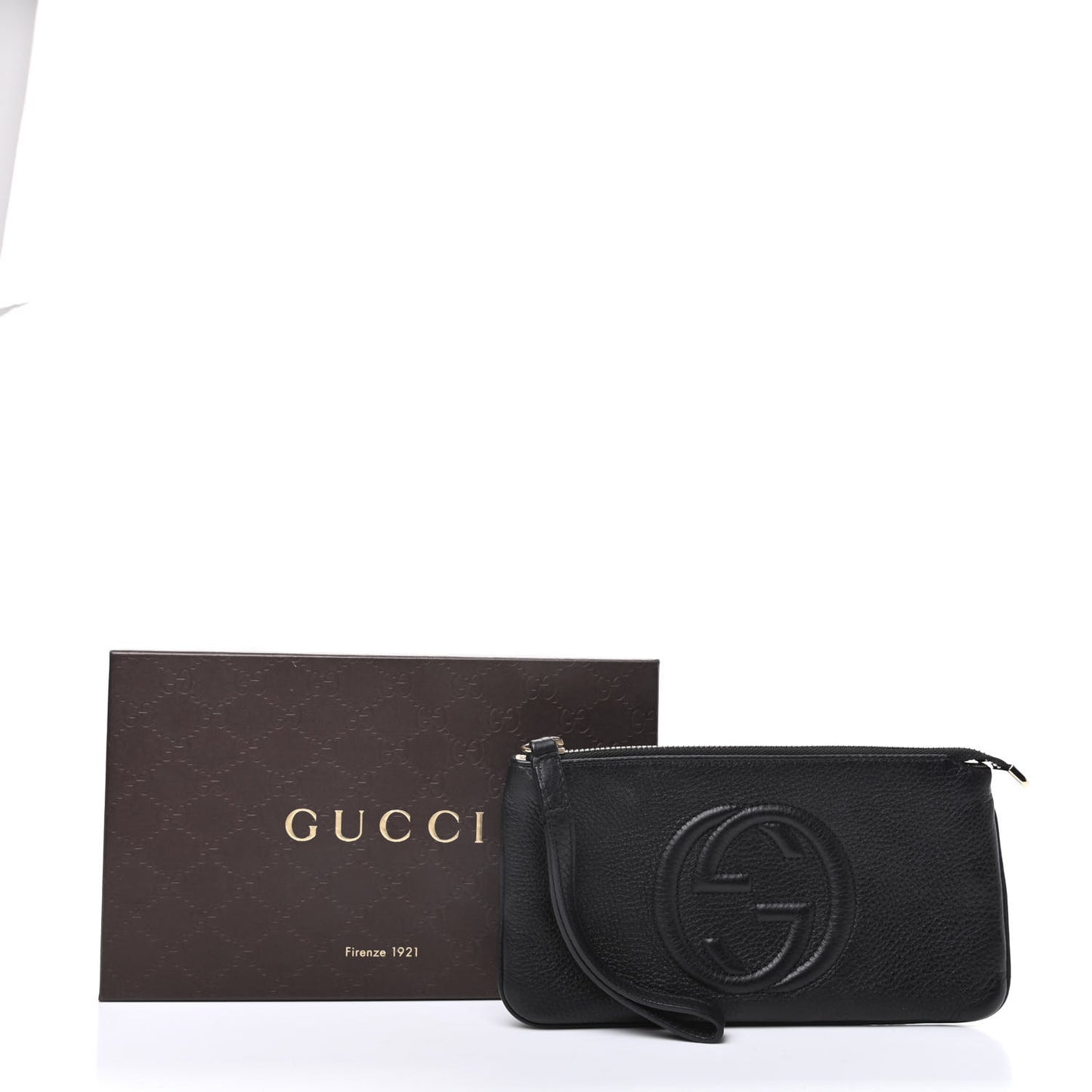 Pebbled Calfskin Soho Wristlet Black